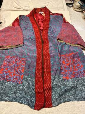 Guru Patchwork Silk Sari Kimono Free Size Multicolor Boho Robe